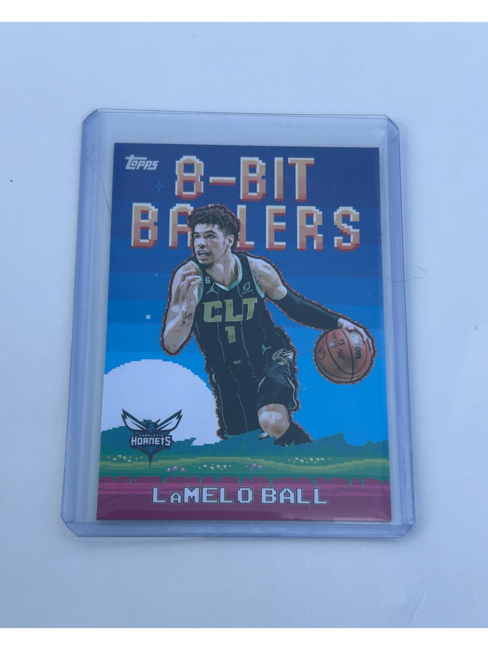 LaMelo Ball Hornets 8 bit Ballers Retro Card - Blue & Pink